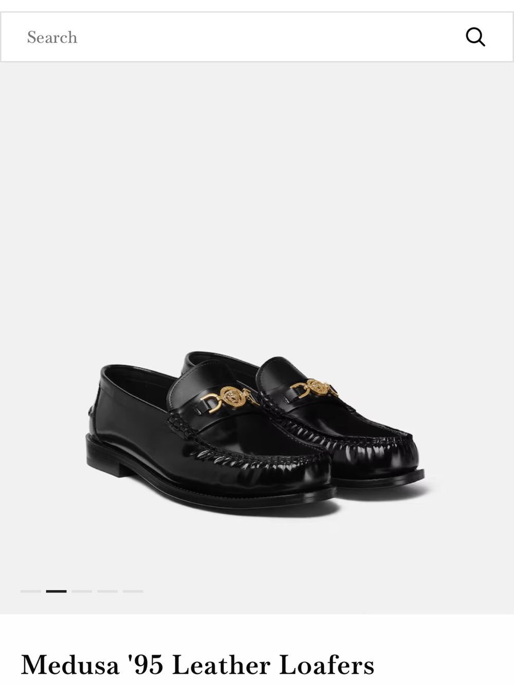Versace Black Leather Loafers with Gold Medusa Hardware